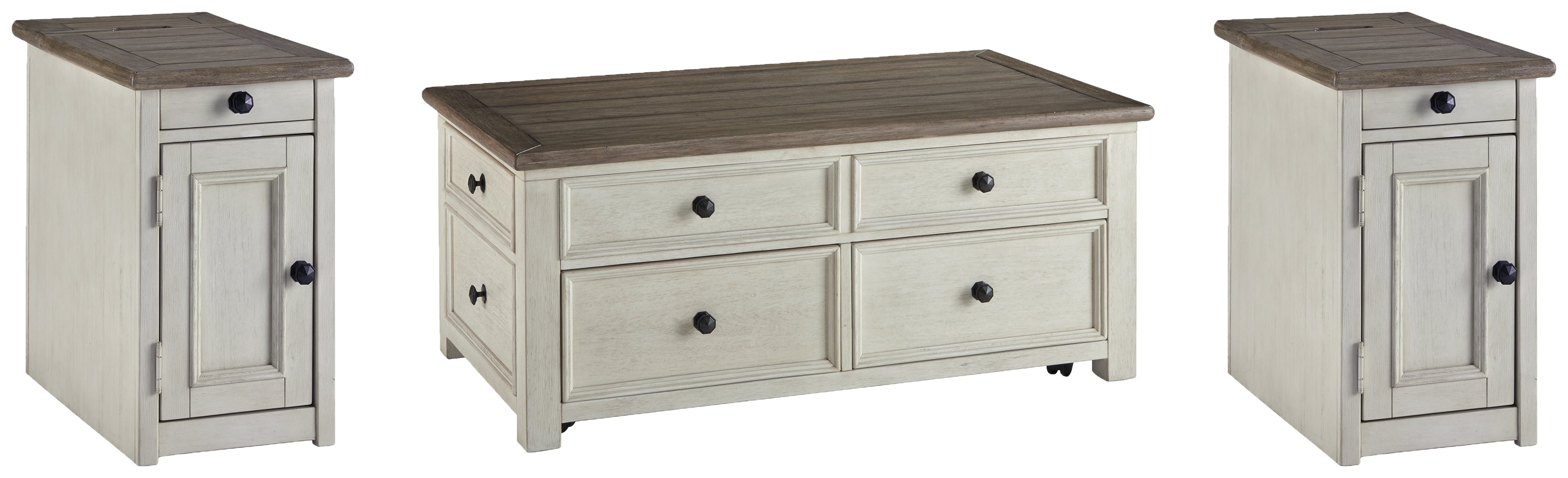 Best Furniture Outlet - Ashley Furniture - Bolanburg Coffee Table and 2 Chairside End Tables - Coffee Table and 2 Chairside End Tables - T637T2