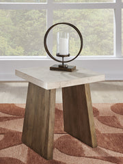 Best Furniture Outlet - Ashley Furniture - Brendalhouse End Table - Square End Table / Light Brown - T642-2