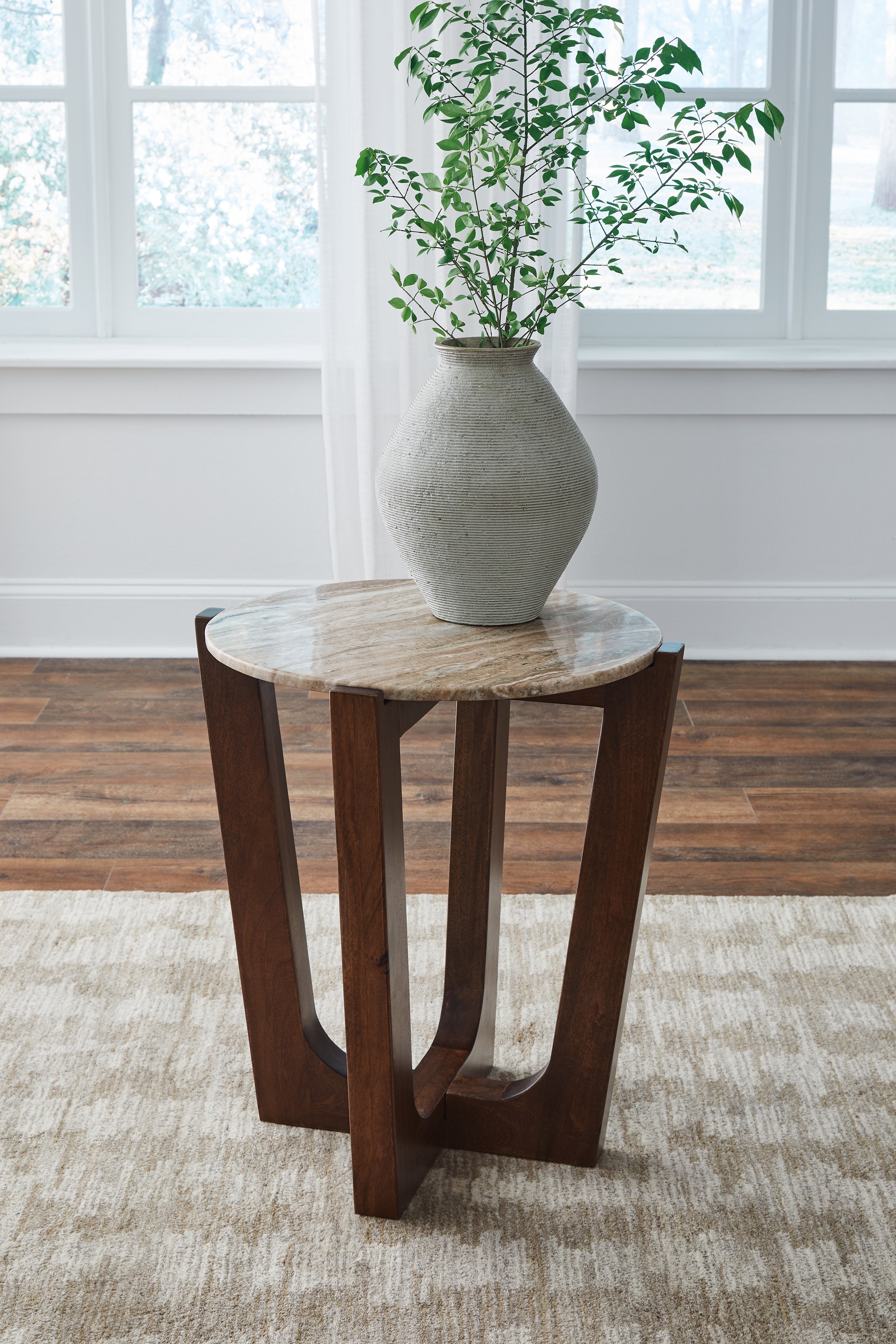 Best Furniture Outlet - Ashley Furniture - Tanidore End Table - Round End Table / Warm Brown - T667-6