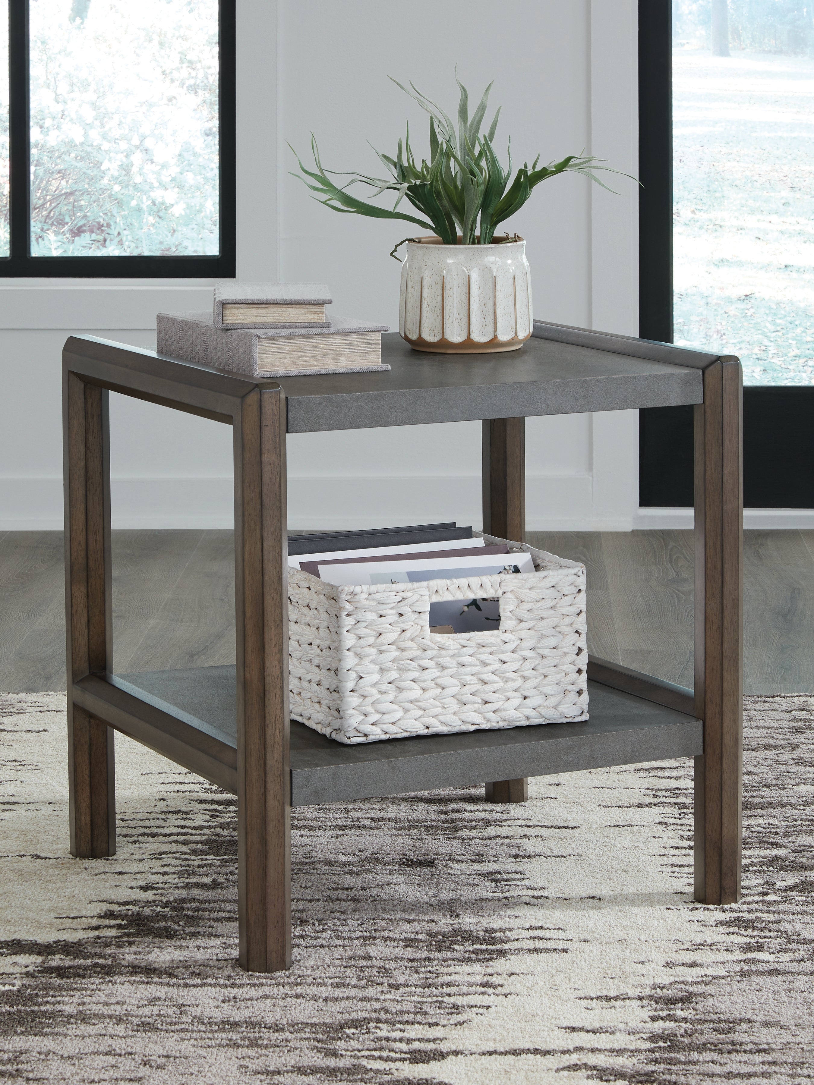 Best Furniture Outlet - Ashley Furniture - Kallenny End Table - Rectangular End Table / Brown/Gray - T669-3