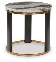 Best Furniture Outlet - Ashley Furniture - Jazmore End Table - Round End Table / Brown/Brass Finish - T671-6