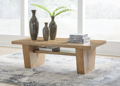 Best Furniture Outlet - Ashley Furniture - Kristiland Coffee Table - Rectangular Cocktail Table / Light Brown - T674-1