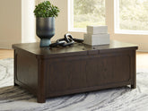 Best Furniture Outlet - Ashley Furniture - Breckington Coffee Table With Storage - Cocktail Table with Storage / Dark Brown - T678-20