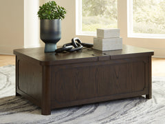 Best Furniture Outlet - Ashley Furniture - Breckington Coffee Table With Storage - Cocktail Table with Storage / Dark Brown - T678-20