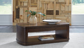 Best Furniture Outlet - Ashley Furniture - Korestone Lift-Top Coffee Table - Lift Top Cocktail Table / Dark Brown - T679-9