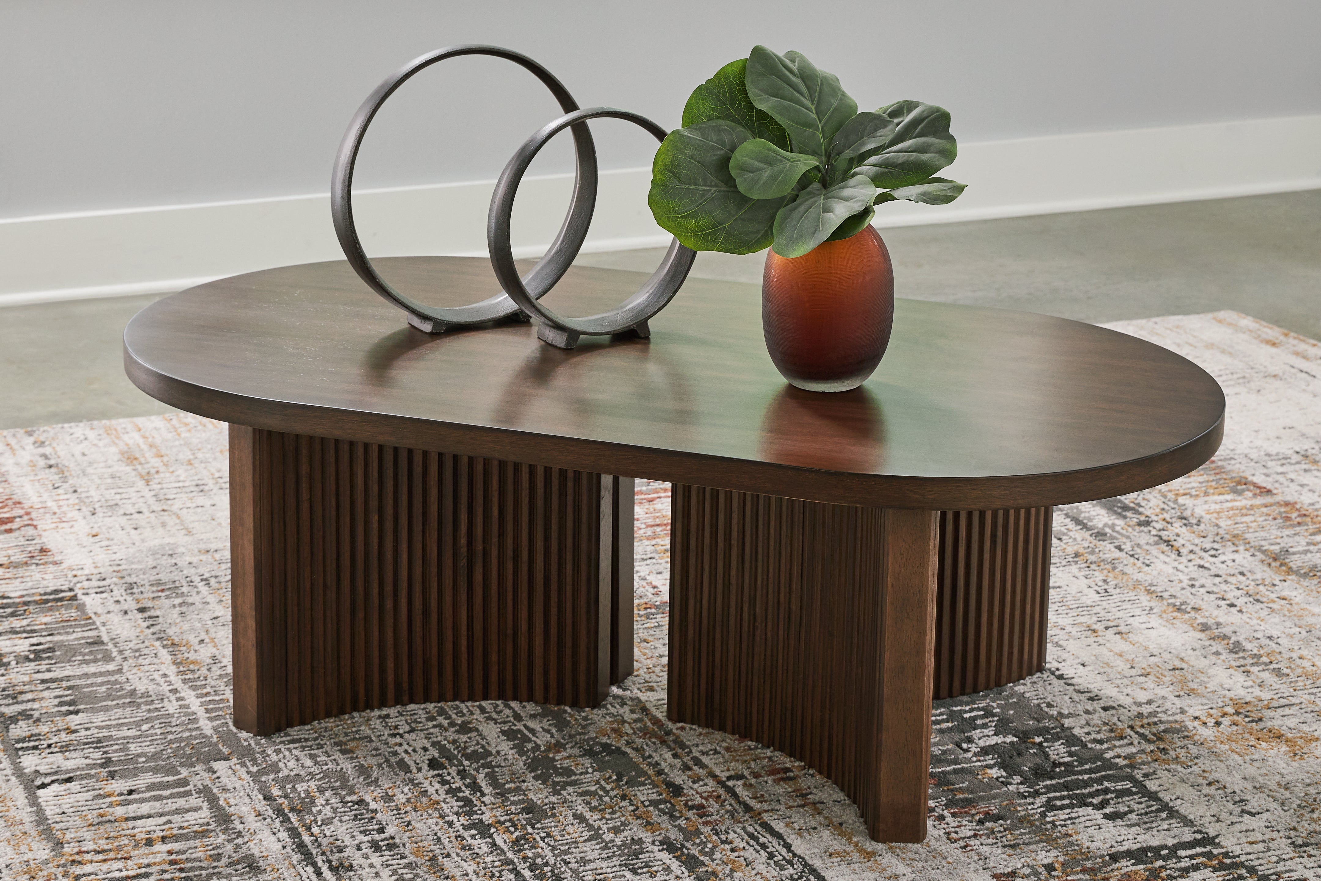 Best Furniture Outlet - Ashley Furniture - Korestone Coffee Table - Rectangular Cocktail Table / Dark Brown - T438-1