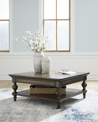 Best Furniture Outlet - Ashley Furniture - Veramond Coffee Table - Square Cocktail Table / Dark Brown - T694-8