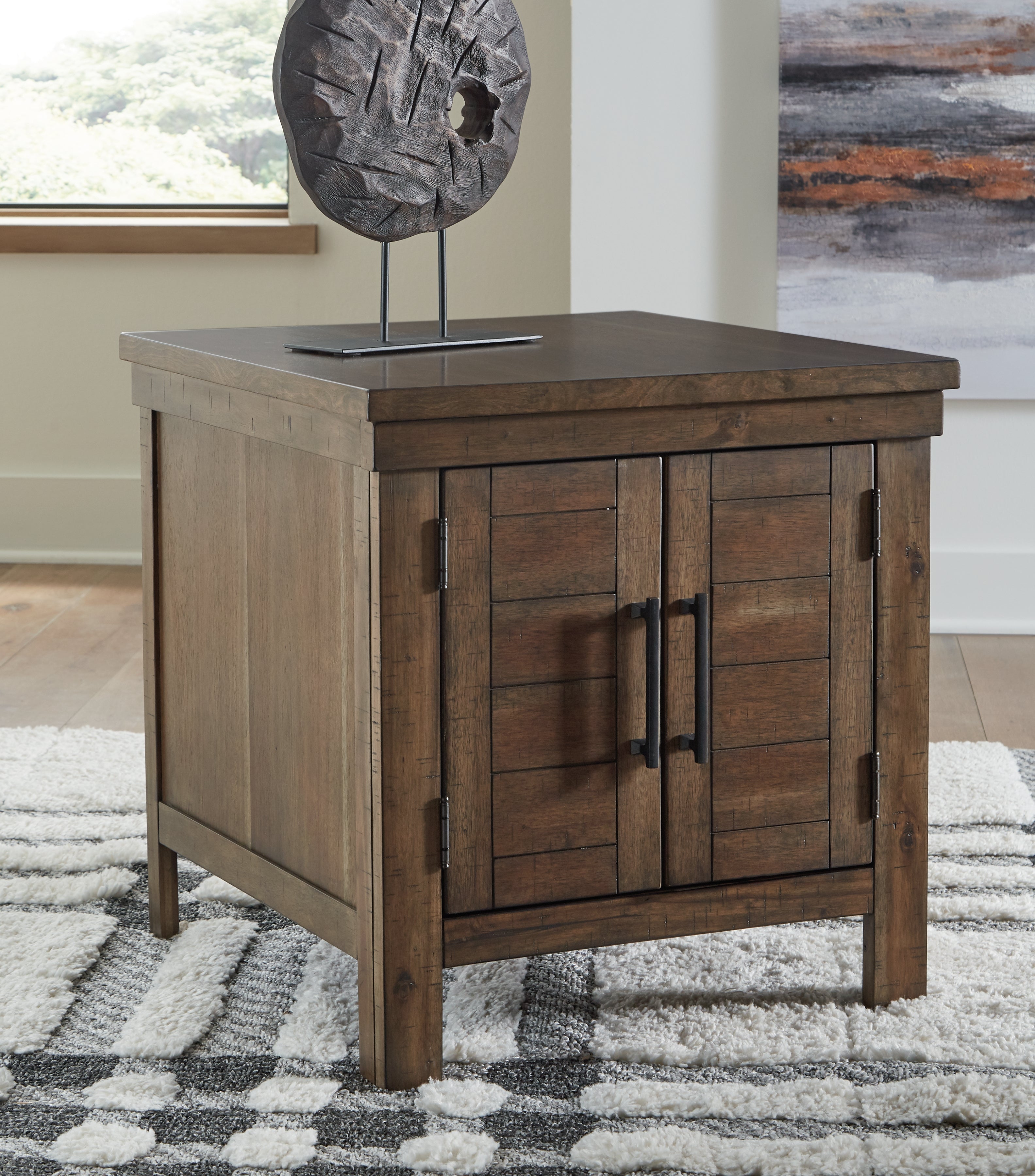 Best Furniture Outlet - Ashley Furniture - Moriville End Table - Rectangular End Table / Grayish Brown - T731-3