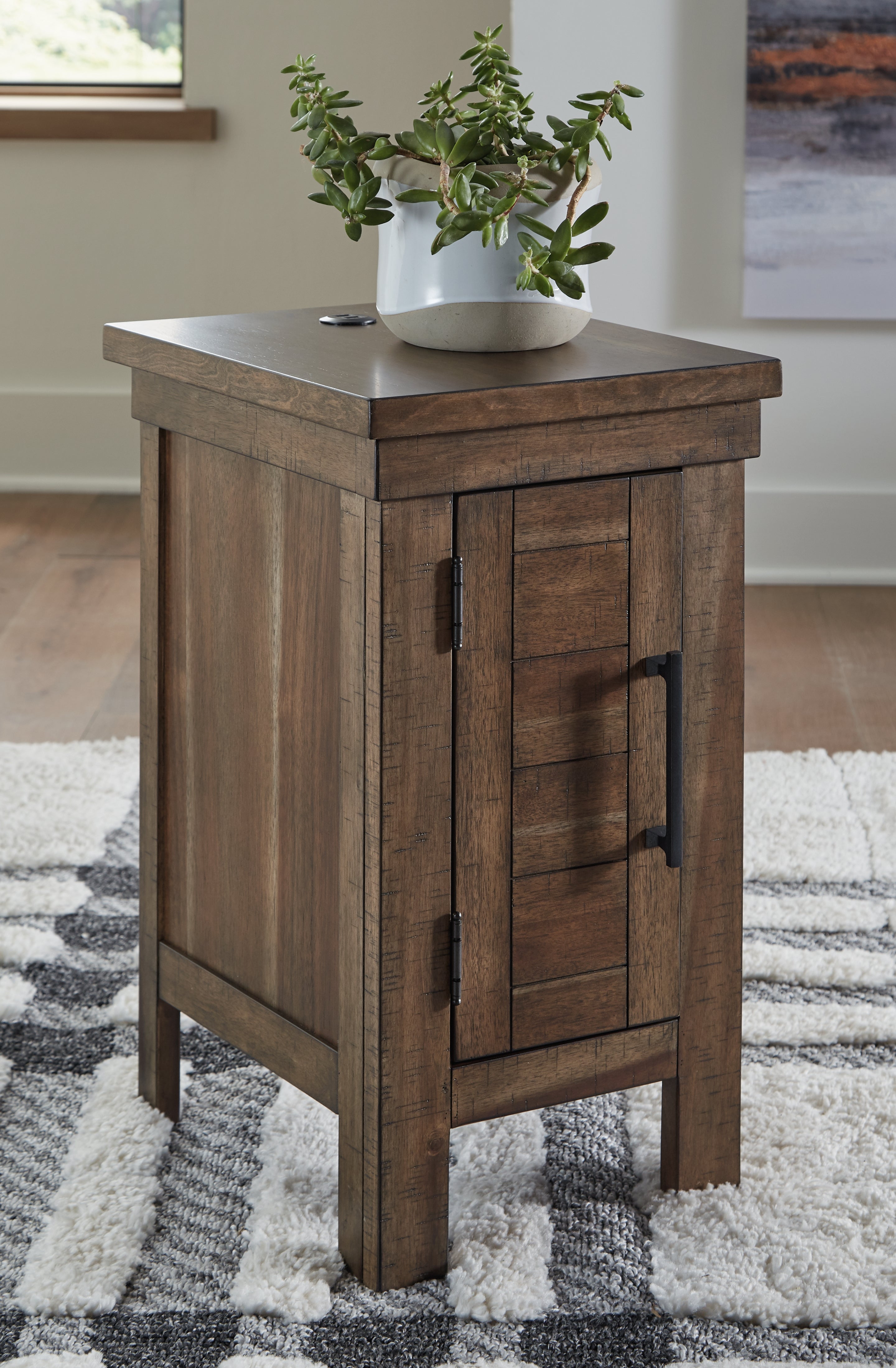 Best Furniture Outlet - Ashley Furniture - Moriville Chairside End Table - Chair Side End Table / Grayish Brown - T731-7