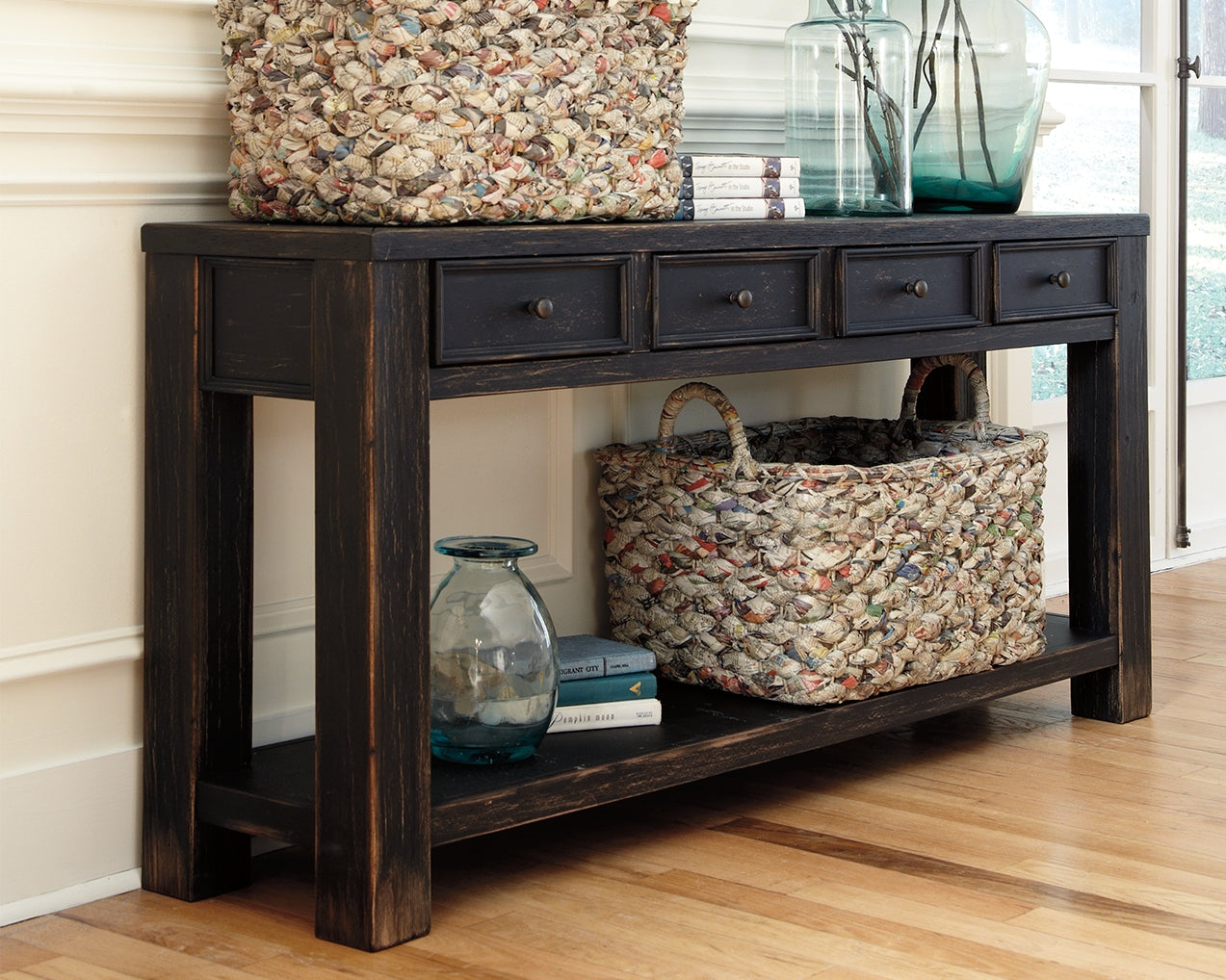 Best Furniture Outlet - Ashley Furniture - Gavelston Sofa/Console Table - Sofa Table / Black - T732-4