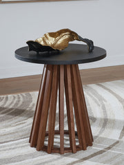 Best Furniture Outlet - Ashley Furniture - Kallari End Table - Round End Table / Warm Brown/Black - T737-6
