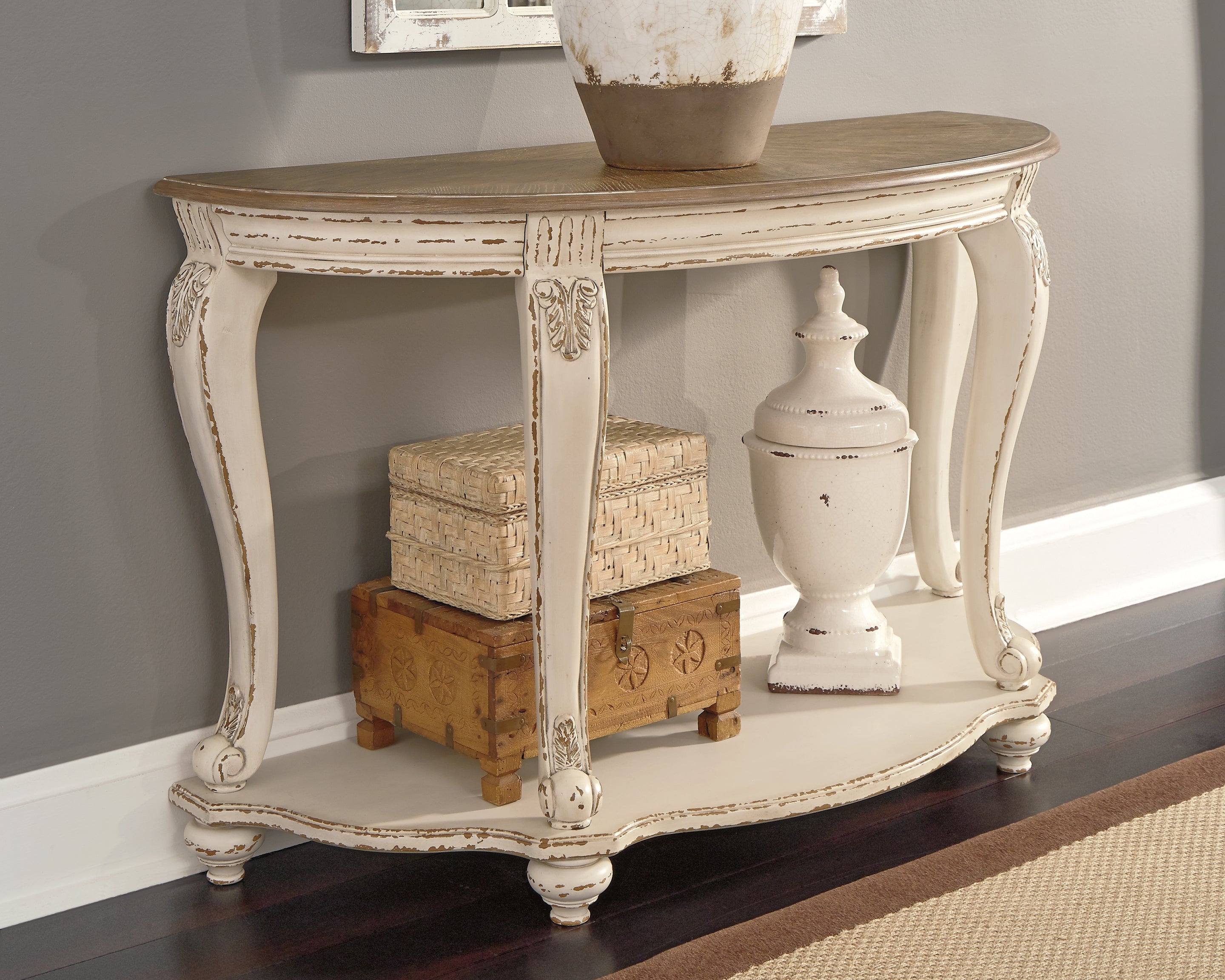 Best Furniture Outlet - Ashley Furniture - Realyn Sofa Table - Sofa Table / White/Brown - T743-4