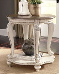 Best Furniture Outlet - Ashley Furniture - Realyn End Table - Round End Table / White/Brown - T743-6