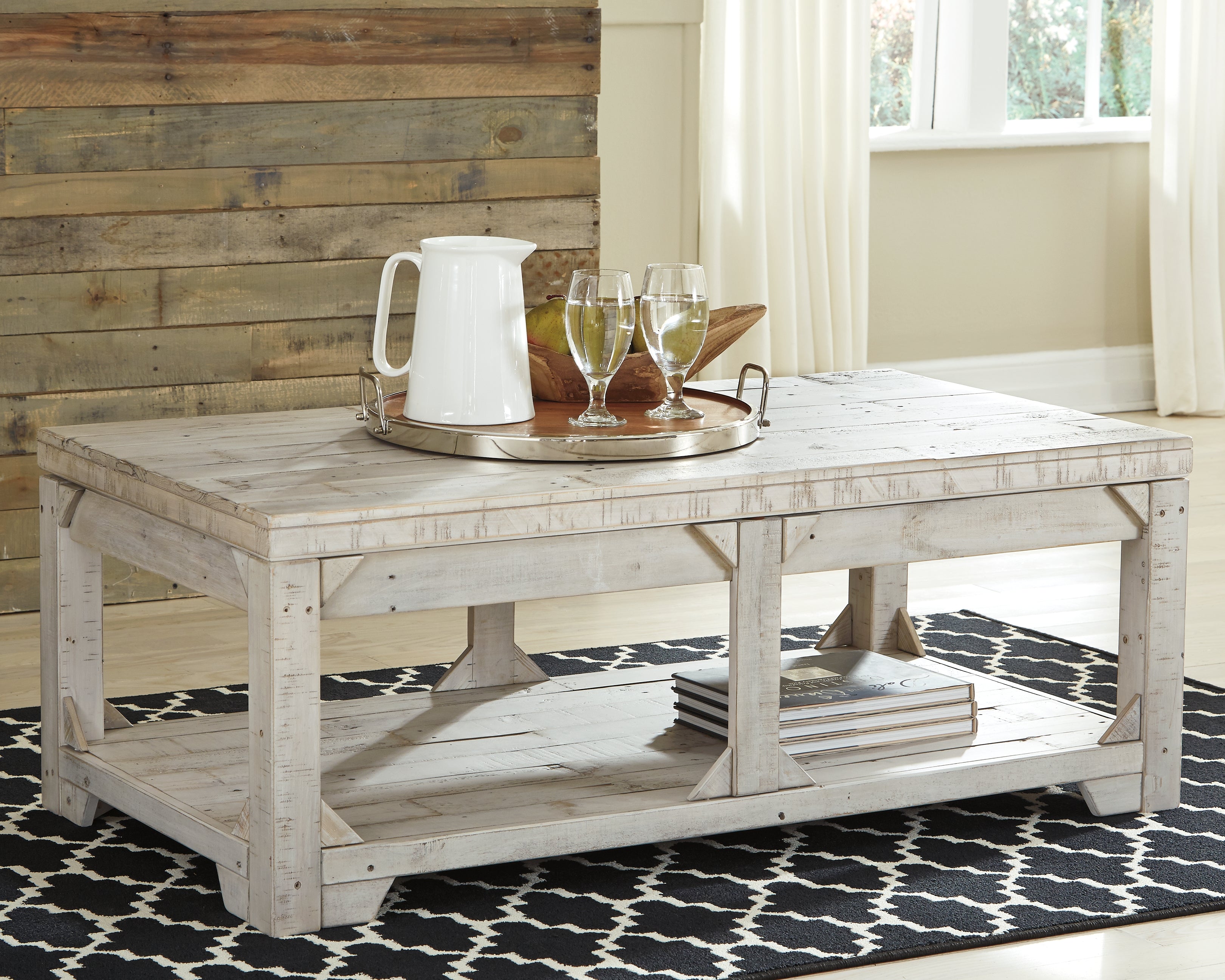 Best Furniture Outlet - Ashley Furniture - Fregine Coffee Table with Lift Top - Lift Top Cocktail Table / Whitewash - T755-9