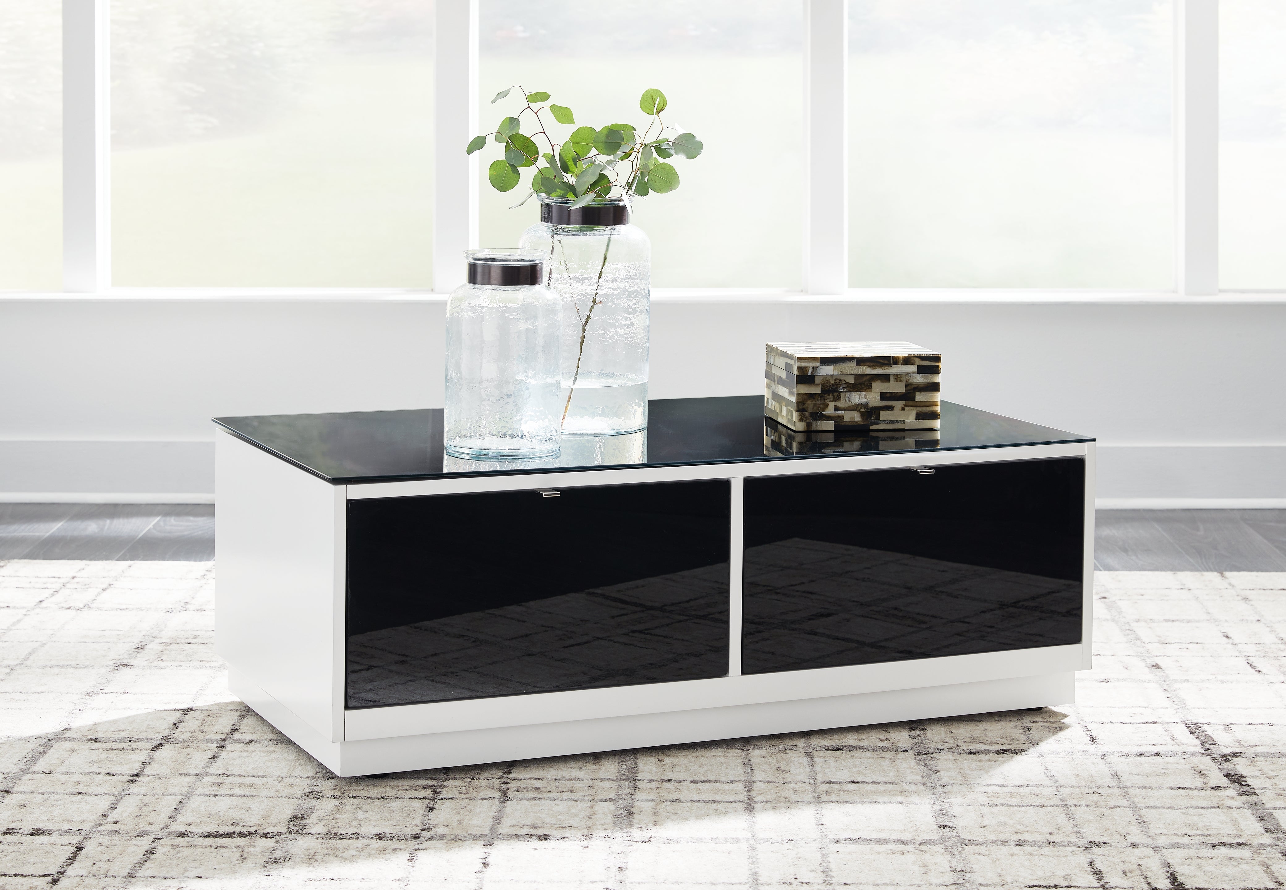 Best Furniture Outlet - Ashley Furniture - Gardoni Coffee Table - Rectangular Cocktail Table / White/Black - T756-1