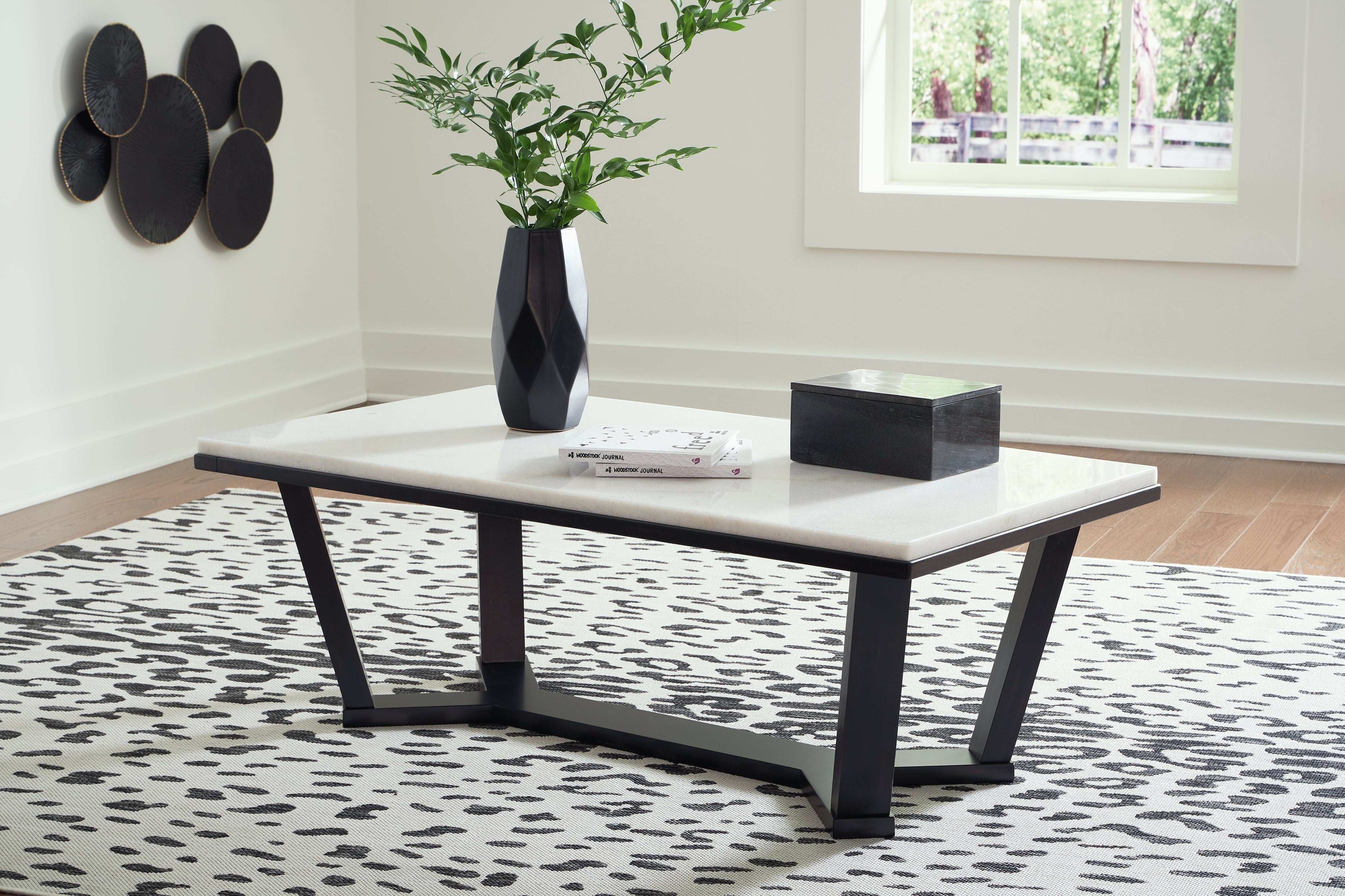 Best Furniture Outlet - Ashley Furniture - Fostead Coffee Table - Rectangular Cocktail Table / White/Espresso - T770-1