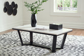 Best Furniture Outlet - Ashley Furniture - Fostead Coffee Table - Rectangular Cocktail Table / White/Espresso - T770-1