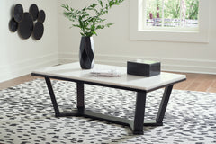 Best Furniture Outlet - Ashley Furniture - Fostead Coffee Table - Rectangular Cocktail Table / White/Espresso - T770-1