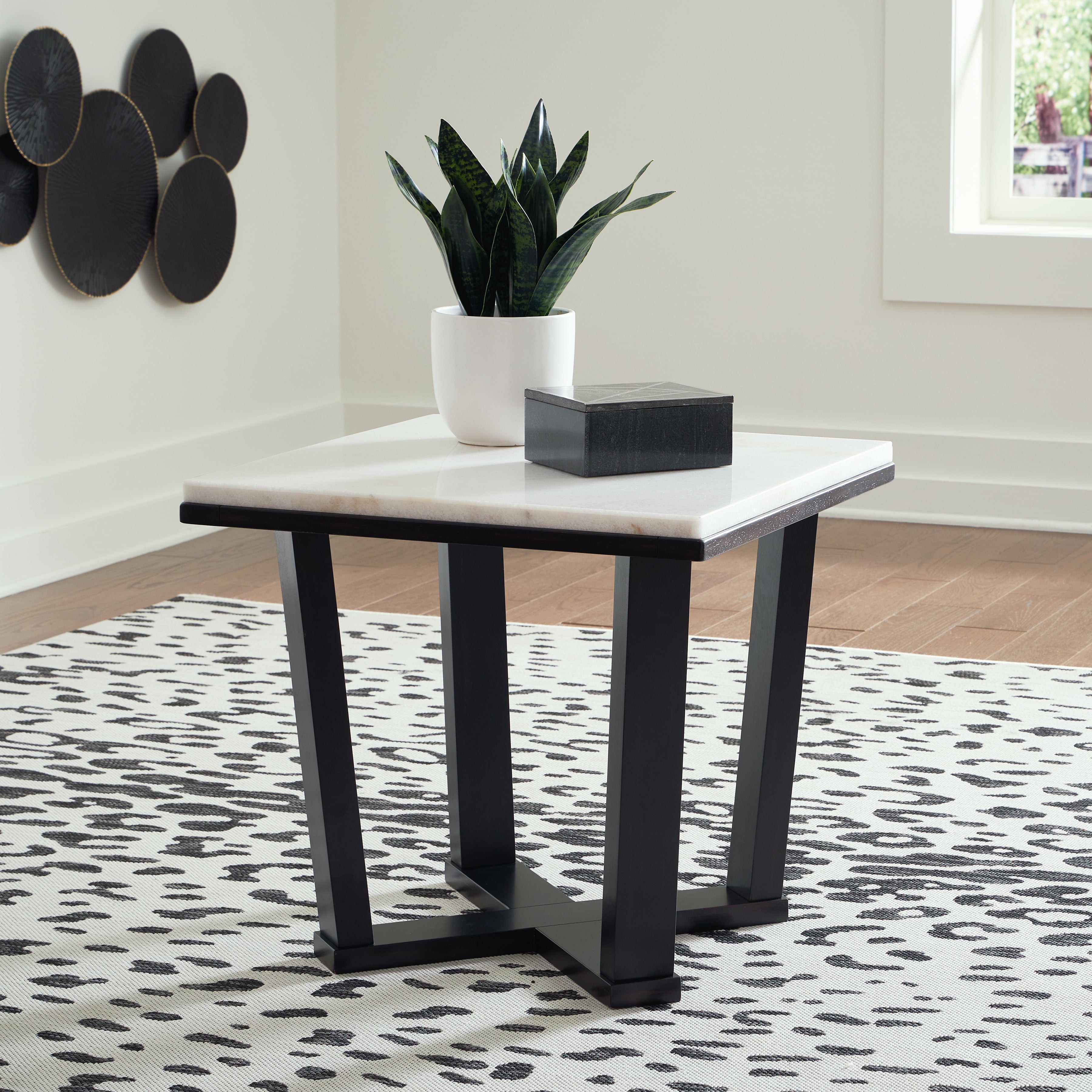 Best Furniture Outlet - Ashley Furniture - Fostead End Table - Square End Table / White/Espresso - T770-2
