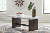 Best Furniture Outlet - Ashley Furniture - Burkhaus Coffee Table - Rectangular Cocktail Table / White/Dark Brown - T779-1