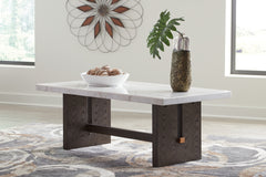 Best Furniture Outlet - Ashley Furniture - Burkhaus Coffee Table - Rectangular Cocktail Table / White/Dark Brown - T779-1