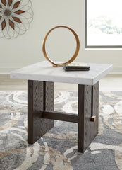 Best Furniture Outlet - Ashley Furniture - Burkhaus End Table - Rectangular End Table / White/Dark Brown - T779-3
