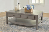 Best Furniture Outlet - Ashley Furniture - Charina Coffee Table - Rectangular Cocktail Table / Antique Gray - T784-1