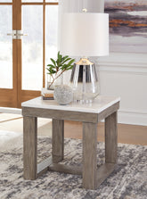 Best Furniture Outlet - Ashley Furniture - Loyaska End Table - Rectangular End Table / Grayish Brown/White - T854-3