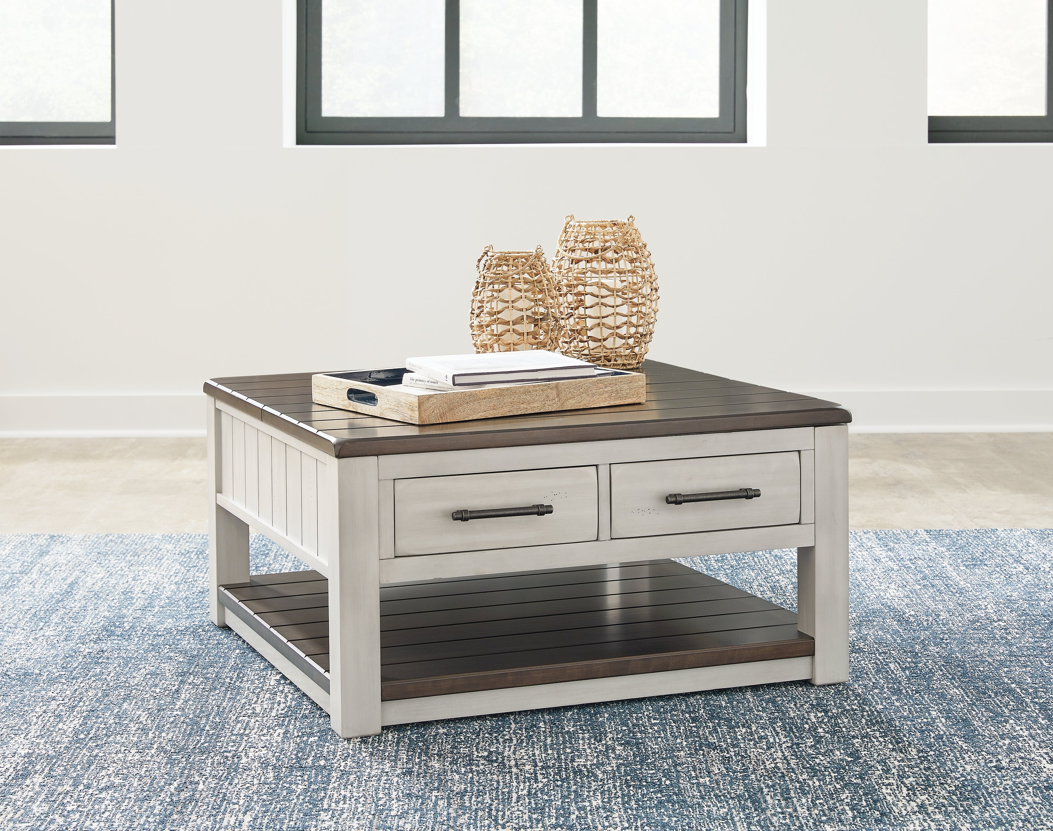 Best Furniture Outlet - Ashley Furniture - Darborn Lift-Top Coffee Table - Lift Top Cocktail Table / Gray/Brown - T796-00