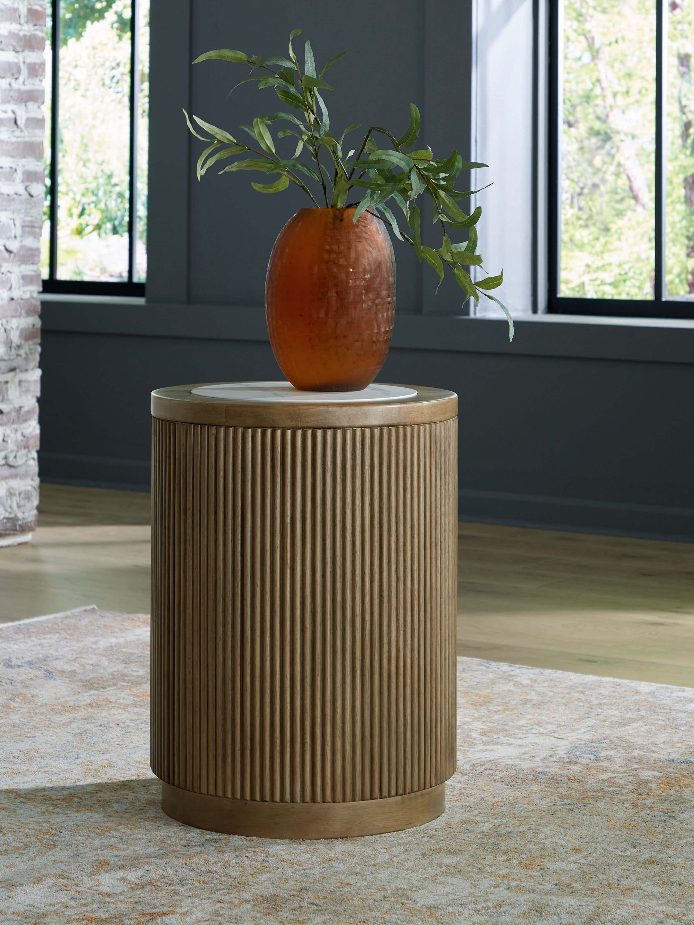 Best Furniture Outlet - Ashley Furniture - Camdill End Table - Round End Table / Light Brown/White - T808-6