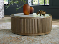 Best Furniture Outlet - Ashley Furniture - Camdill Coffee Table - Round Cocktail Table / Light Brown/White - T808-8