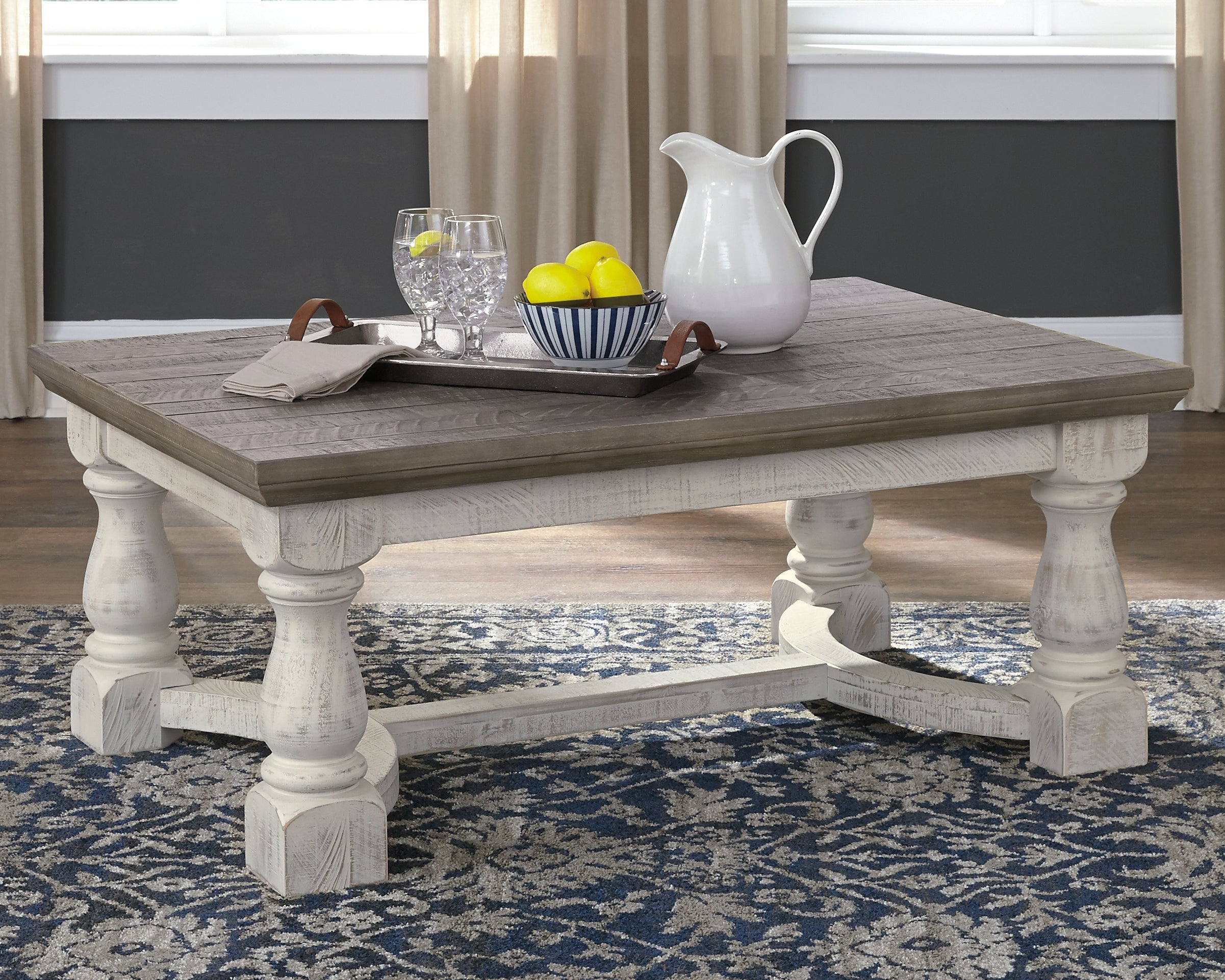 Best Furniture Outlet - Ashley Furniture - Havalance Coffee Table - Rectangular Cocktail Table / Gray/White - T814-1