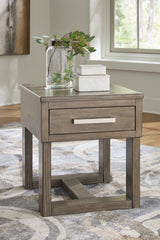 Best Furniture Outlet - Ashley Furniture - Loyaska End Table - Rectangular End Table / Grayish Brown/White - T854-3