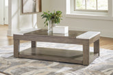 Best Furniture Outlet - Ashley Furniture - Loyaska Lift-Top Coffee Table - Lift Top Cocktail Table / Grayish Brown/White - T854-9
