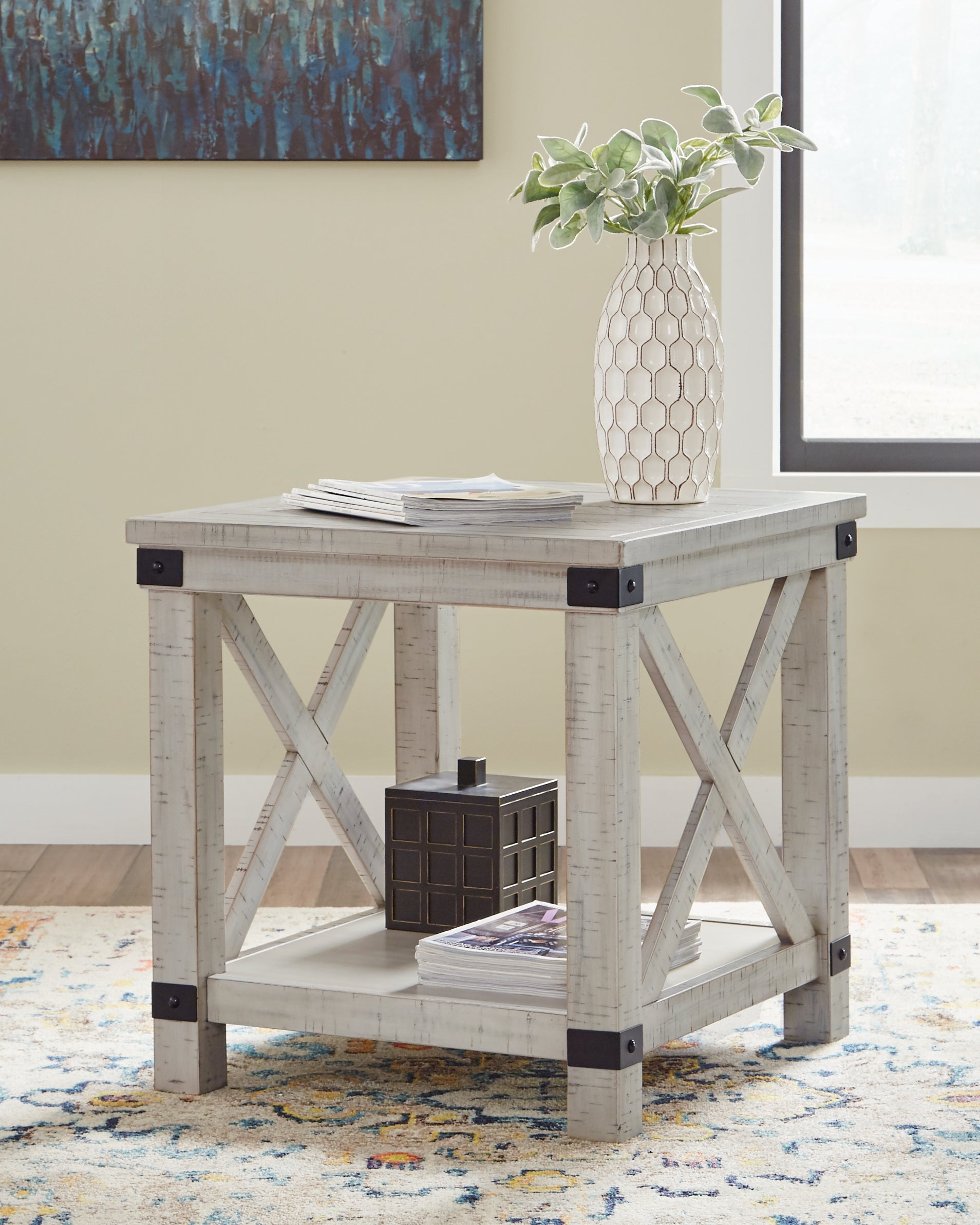 Best Furniture Outlet - Ashley Furniture - Carynhurst End Table - Rectangular End Table / Whitewash - T929-3