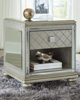 Best Furniture Outlet - Ashley Furniture - Chevanna End Table - Rectangular End Table / Platinum - T942-3