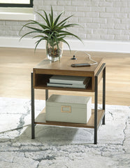 Best Furniture Outlet - Ashley Furniture - Fridley End Table - Rectangular End Table / Brown/Black - T964-3
