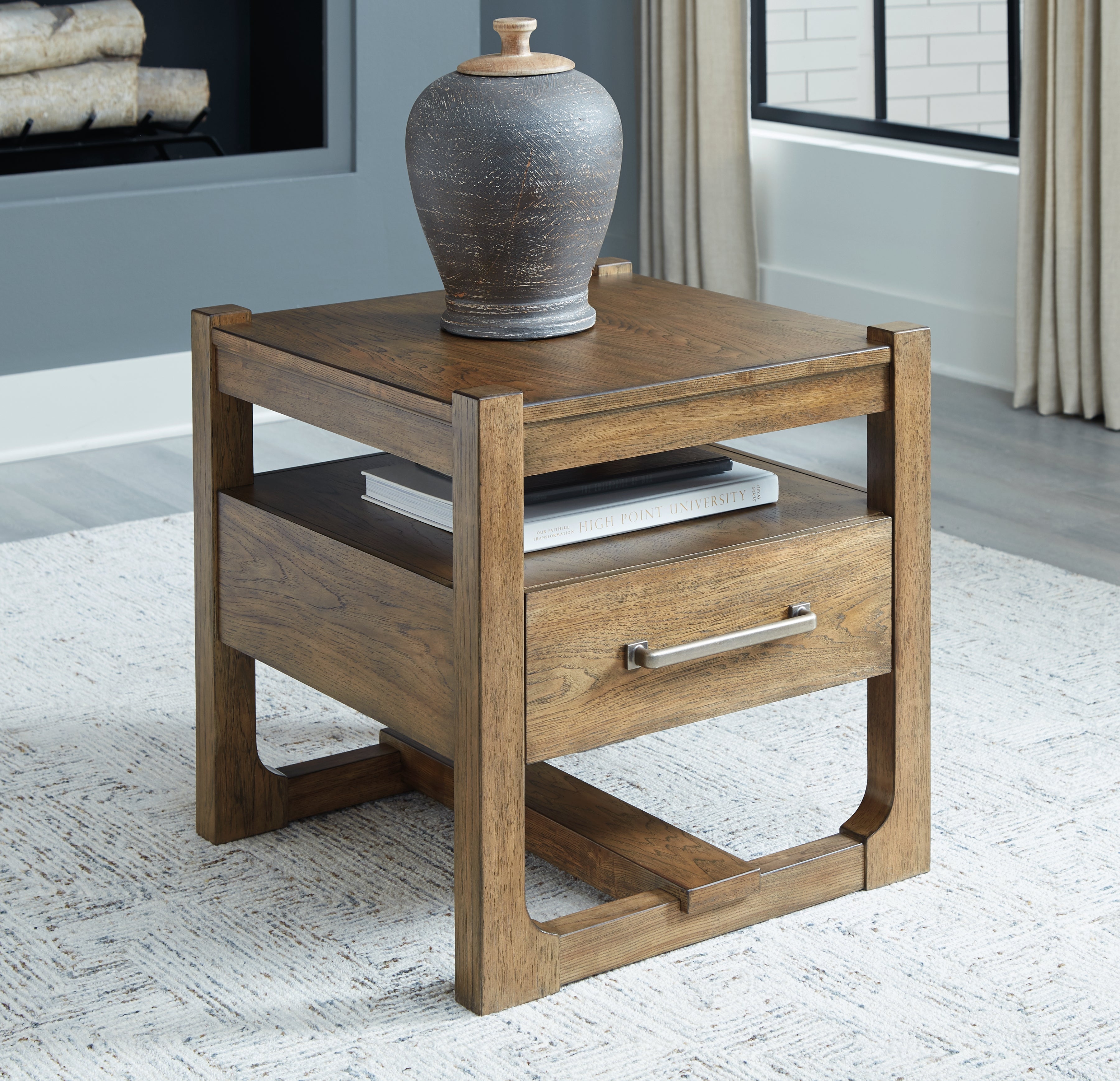 Best Furniture Outlet - Ashley Furniture - Cabalynn End Table - Square End Table / Light Brown - T974-2