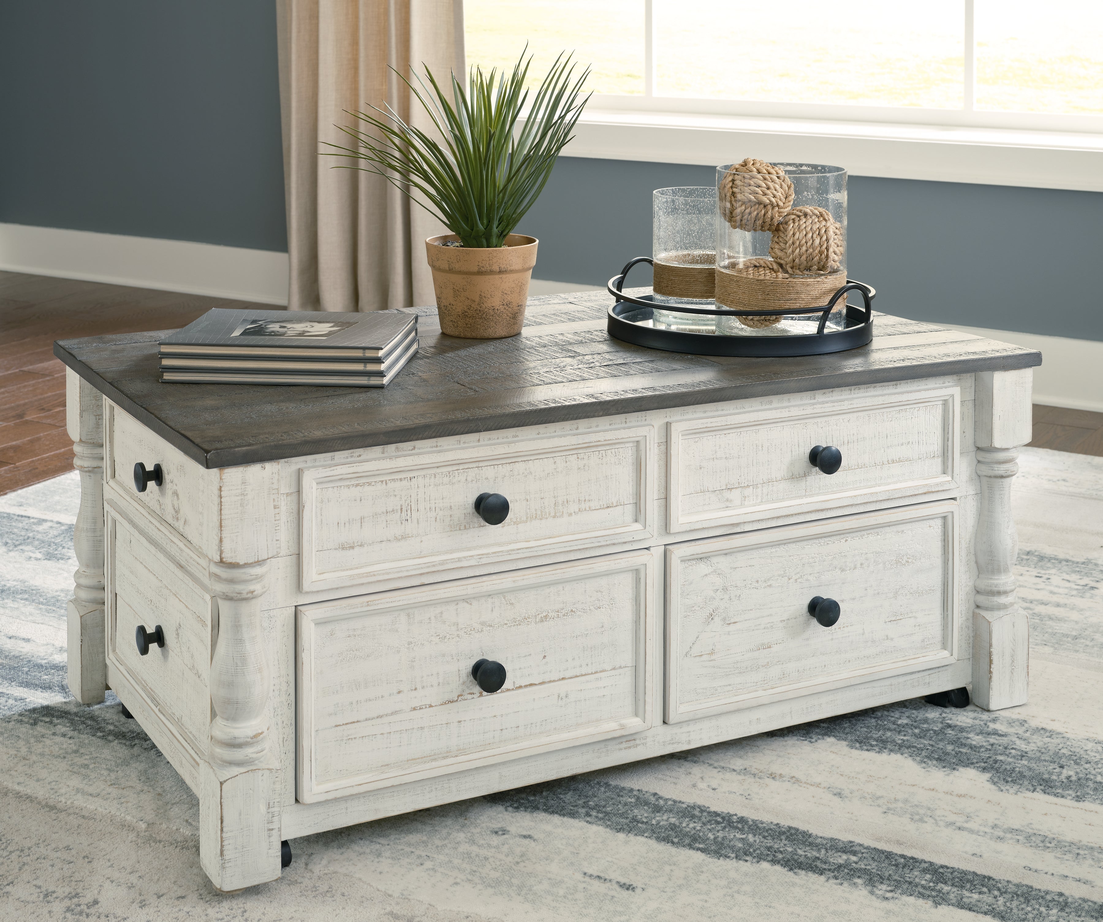 Best Furniture Outlet - Ashley Furniture - Havalance Lift-Top Coffee Table - Lift Top Cocktail Table / White/Gray - T994-20