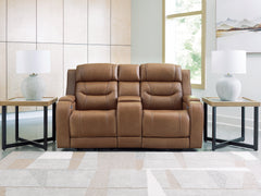 Best Furniture Outlet - Ashley Furniture - Knightington Living Room - PWR REC Love w/Audio Seating / Caramel - PCU1160018A