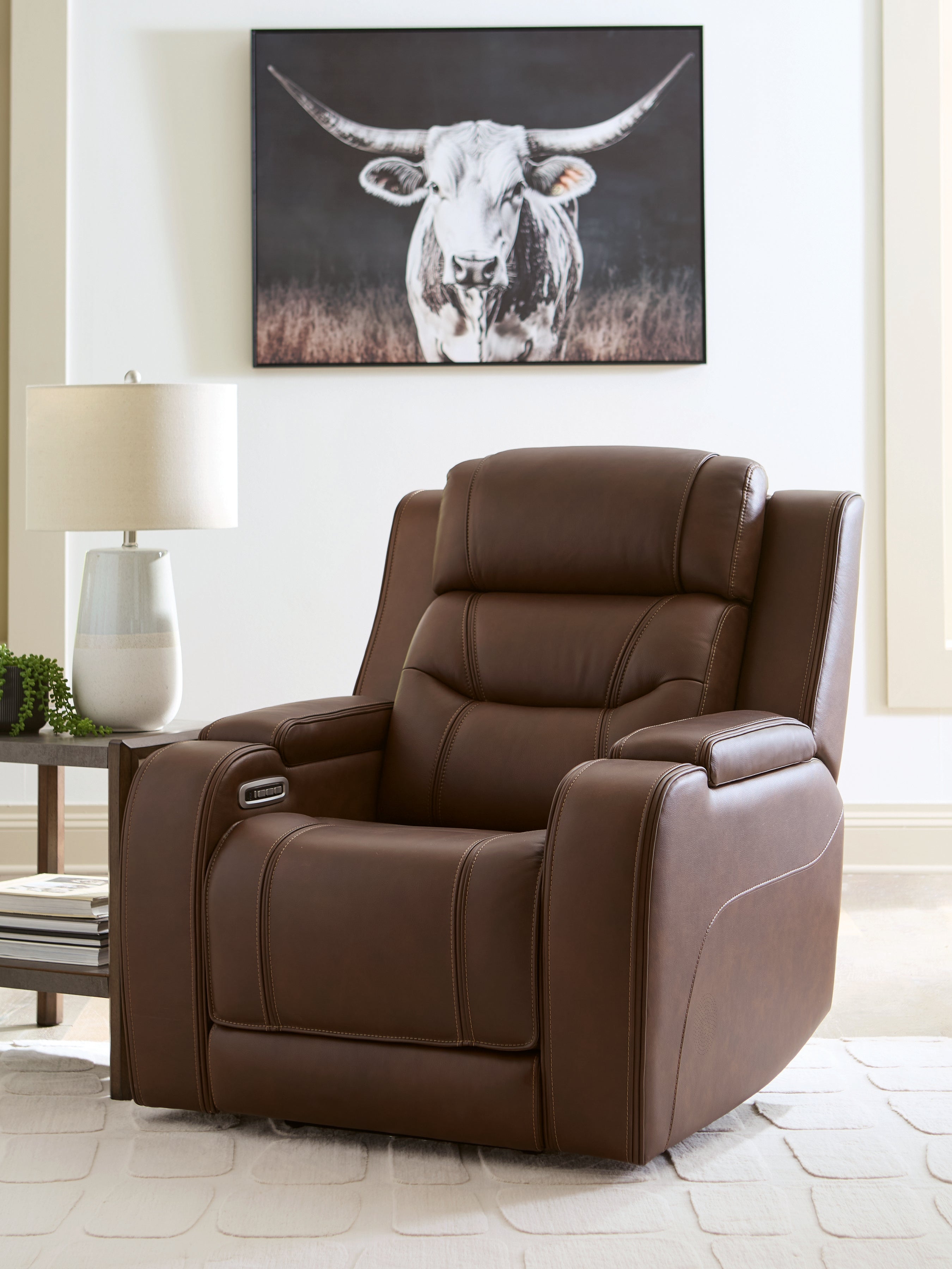 Best Furniture Outlet - Ashley Furniture - Knightington Living Room - PWR REC Sofa w/Audio Seating / Brown - PCU1160215A