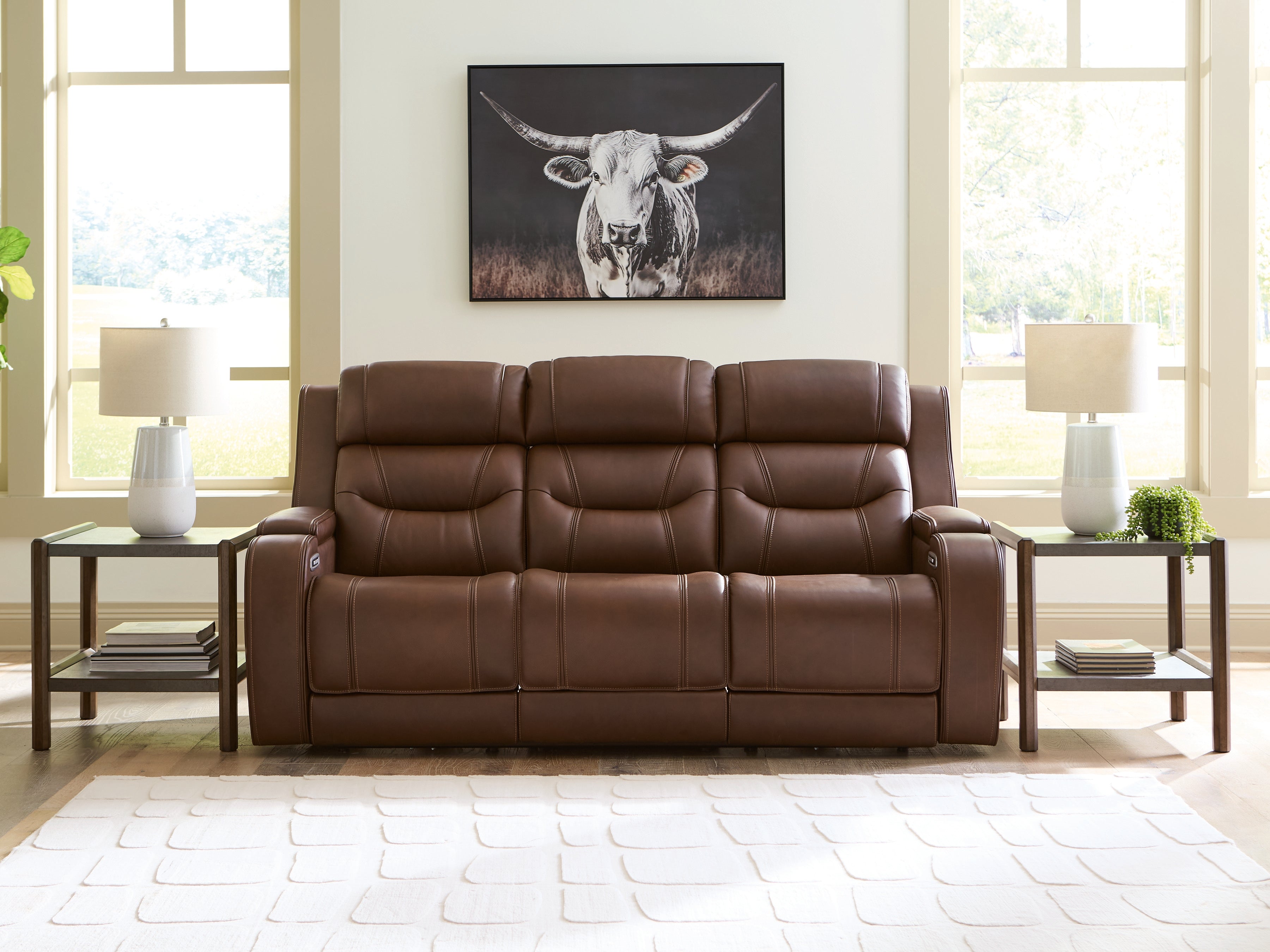 Best Furniture Outlet - Ashley Furniture - Knightington Living Room - PWR REC Sofa w/Audio Seating / Brown - PCU1160215A