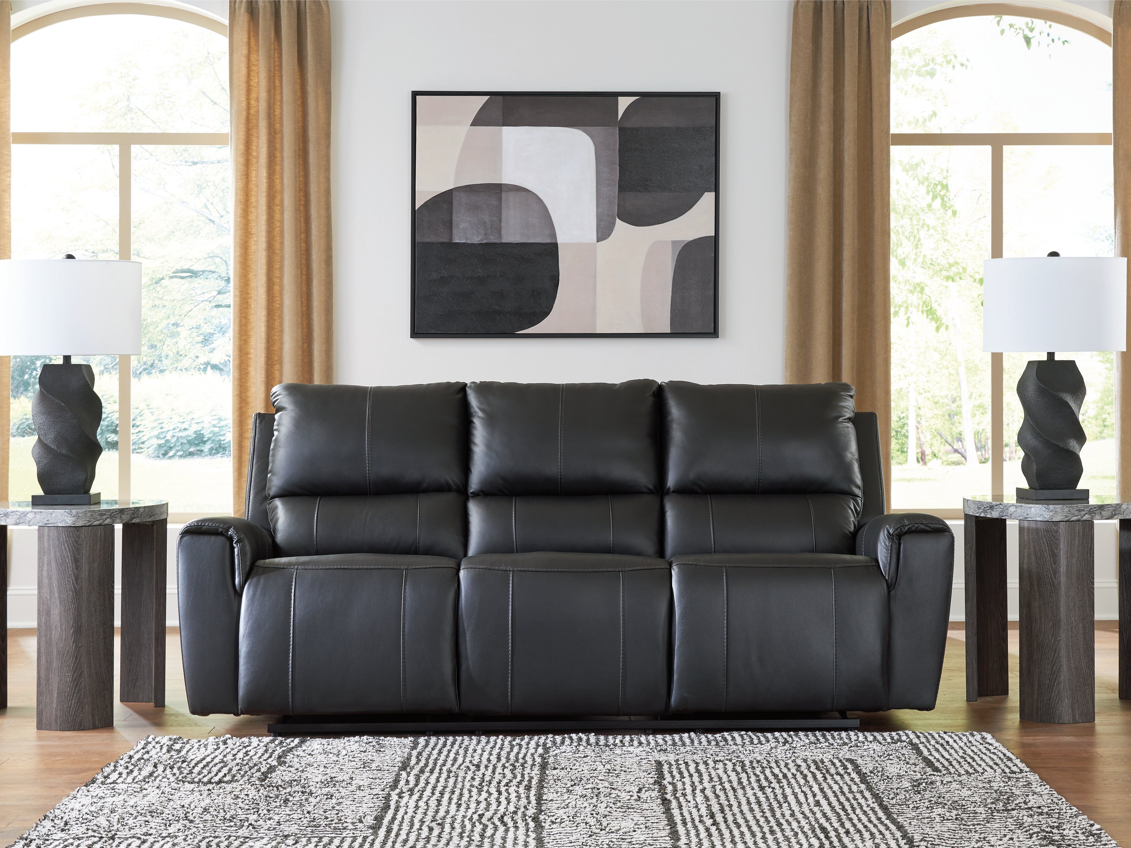 Best Furniture Outlet - Ashley Furniture - Glossmore Living Room - Reclining Sofa / Black - PCU1170088