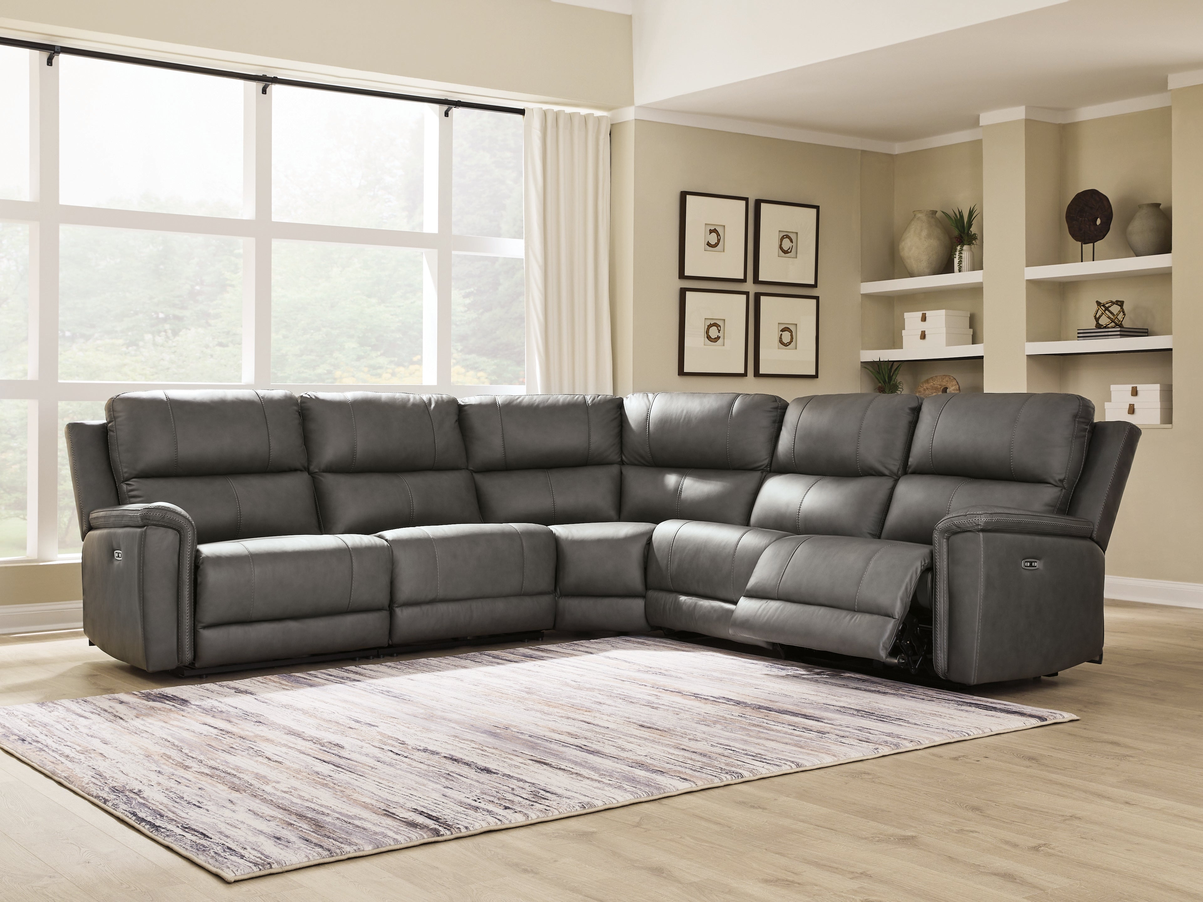 Best Furniture Outlet - Ashley Furniture - Bleckley Sectional - 5-Piece Power Reclining Sectional / Anchor - PCU12000S4