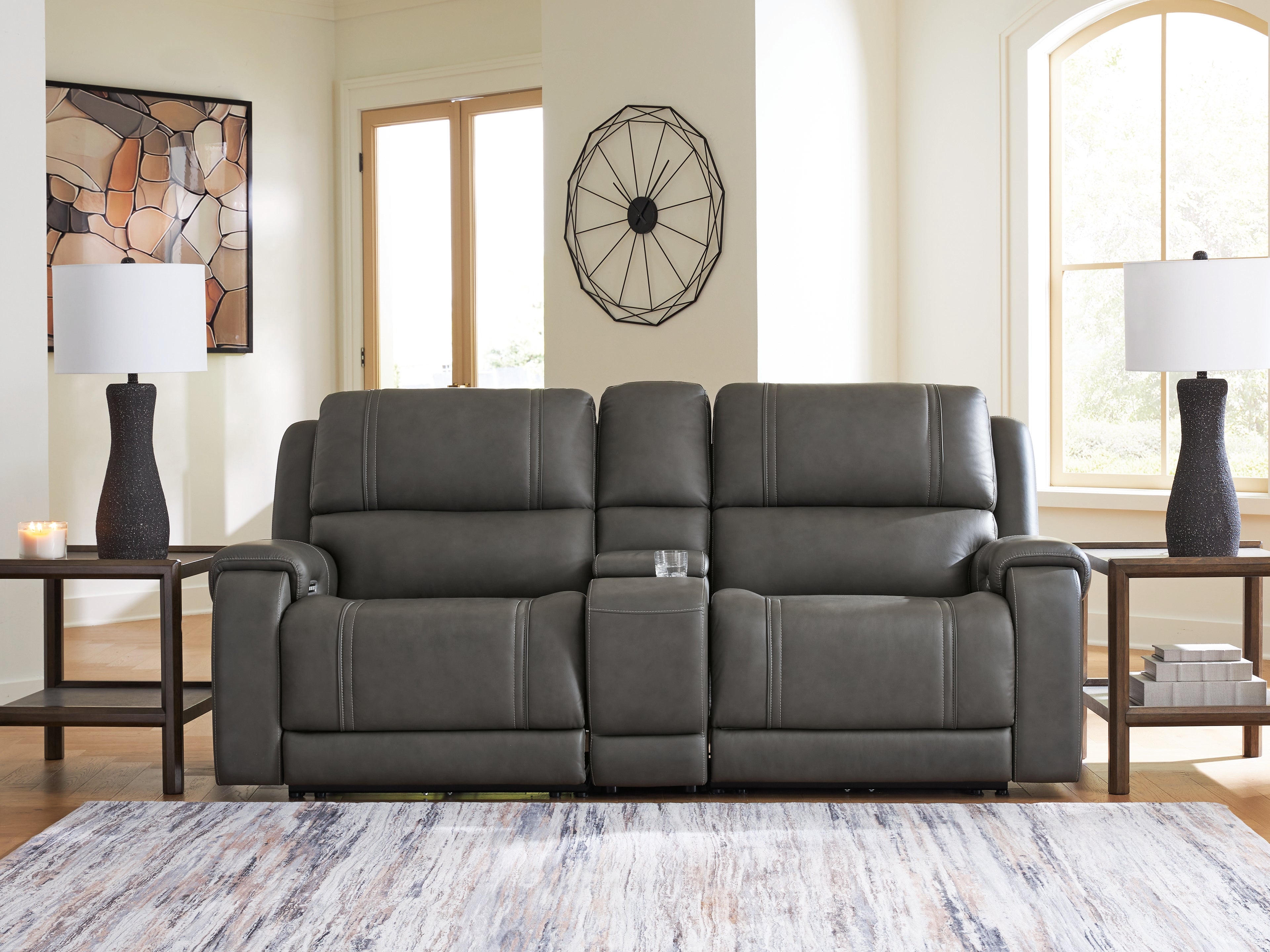 Best Furniture Outlet - Ashley Furniture - 5Z - Pittson Sectional - 3-Piece Power Reclining Sectional Loveseat with Console - PCU12600S2