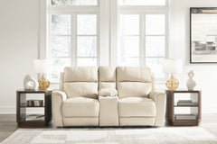 Best Furniture Outlet - Ashley Furniture - Dahlmoore Living Room - DBL REC PWR Loveseat w/Console / Almond - U1320096