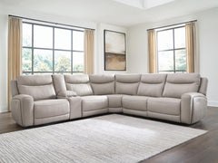 Best Furniture Outlet - Ashley Furniture - Gravier Sectional - 6-Piece Power Reclining Sectional with Storage Console / Gray - U13300S5