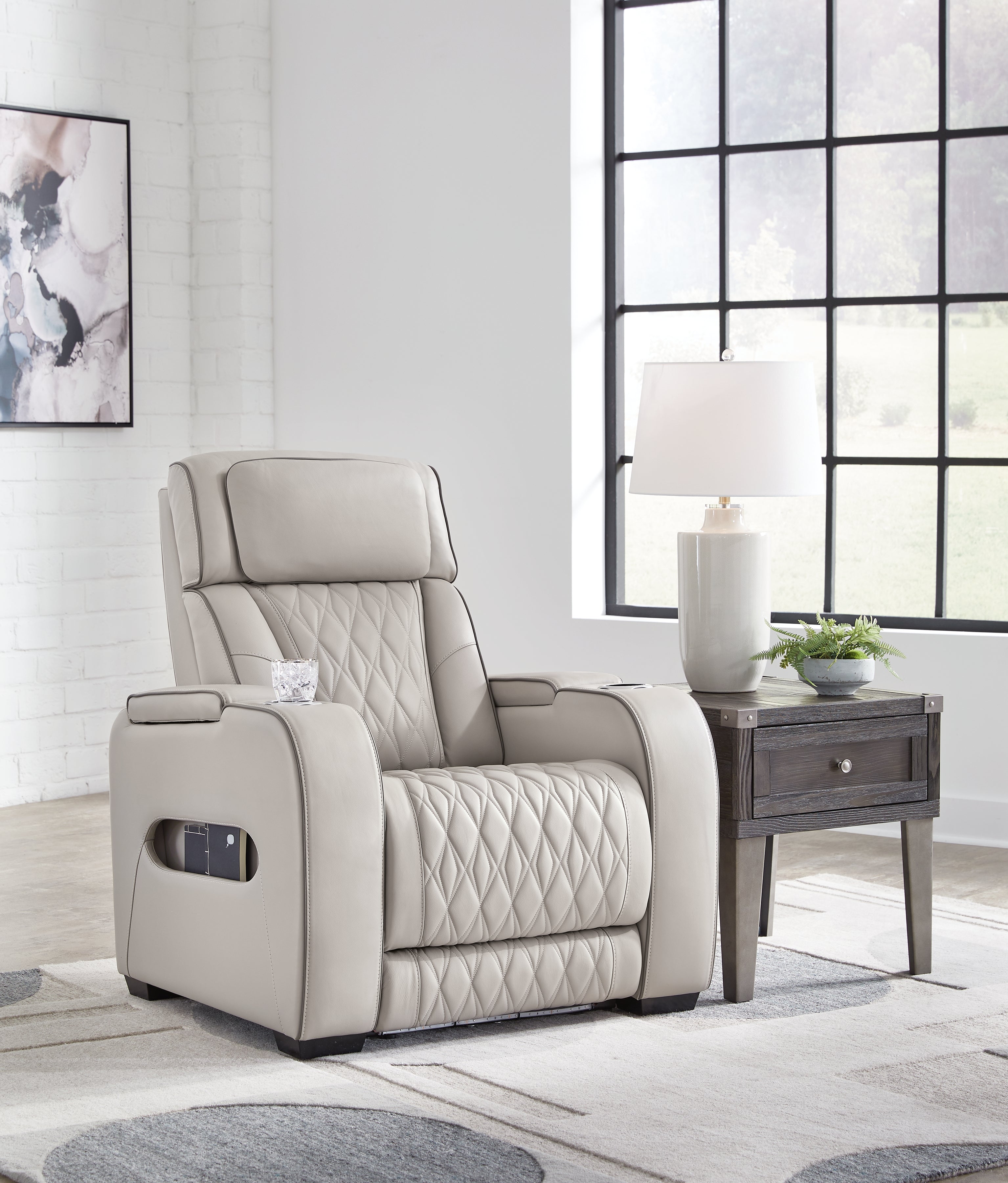 Best Furniture Outlet - Ashley Furniture - Boyington Living Room - PWR Recliner/ADJ Headrest / Gray - U2710513