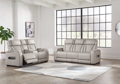 Best Furniture Outlet - Ashley Furniture - Boyington Power Reclining Sofa and Loveseat - Power Reclining Sofa and Loveseat / Gray - U27105U1
