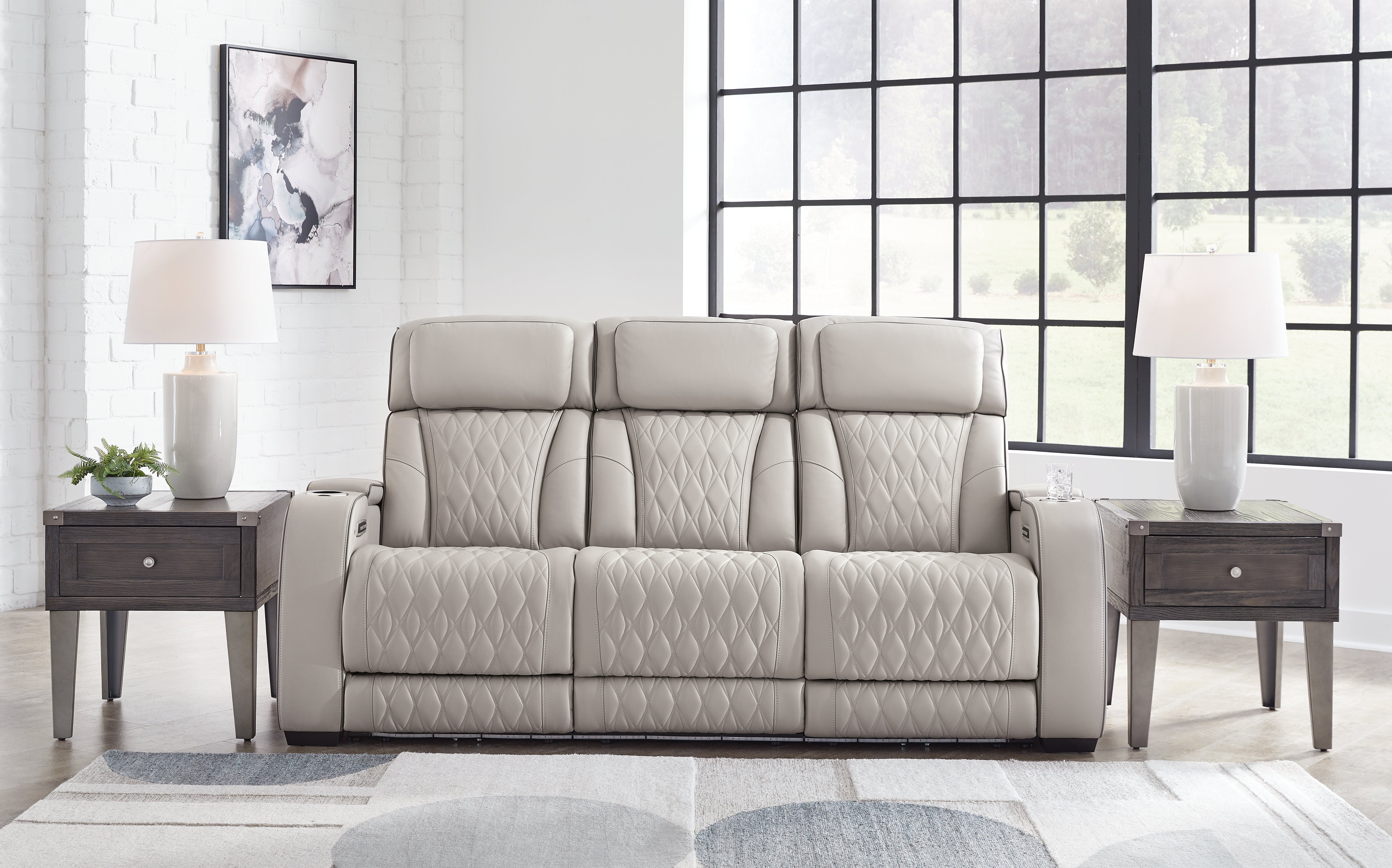 Best Furniture Outlet - Ashley Furniture - Boyington Living Room - PWR REC Sofa with ADJ Headrest / Gray - U2710515